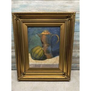 Wood Framed Signed Still Life Fruit Art Signed 9x12